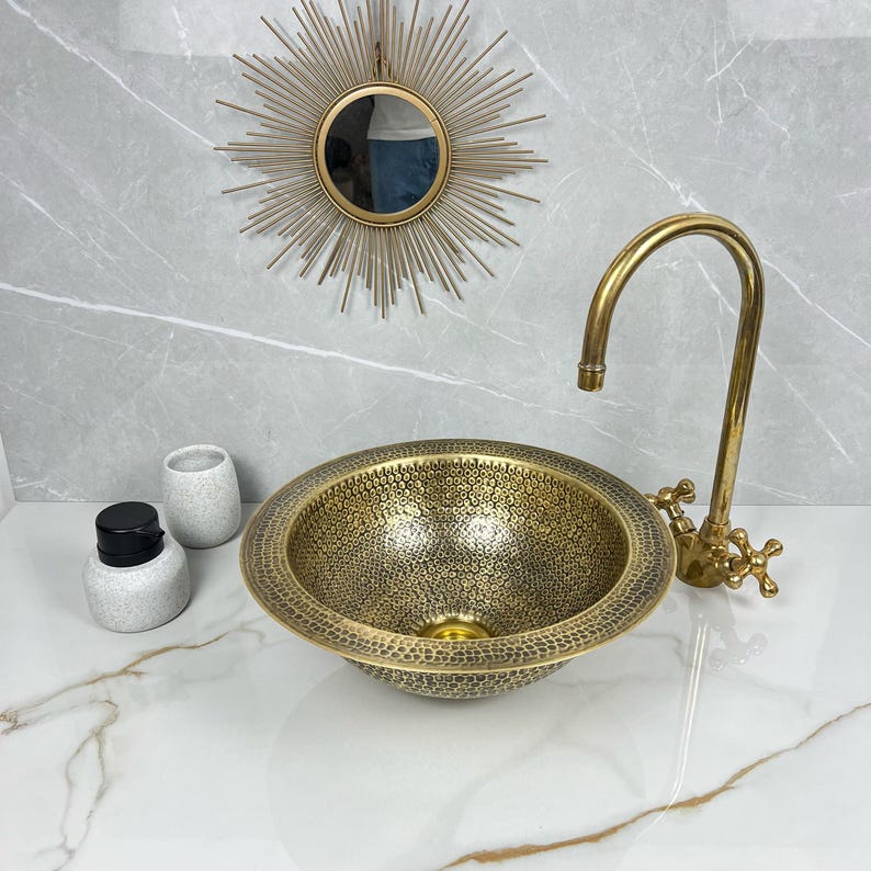 Brushed Brass bathroom Sink, Custom Made Modern Bowl Sink