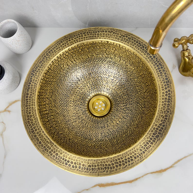 Brushed Brass bathroom Sink, Custom Made Modern Bowl Sink
