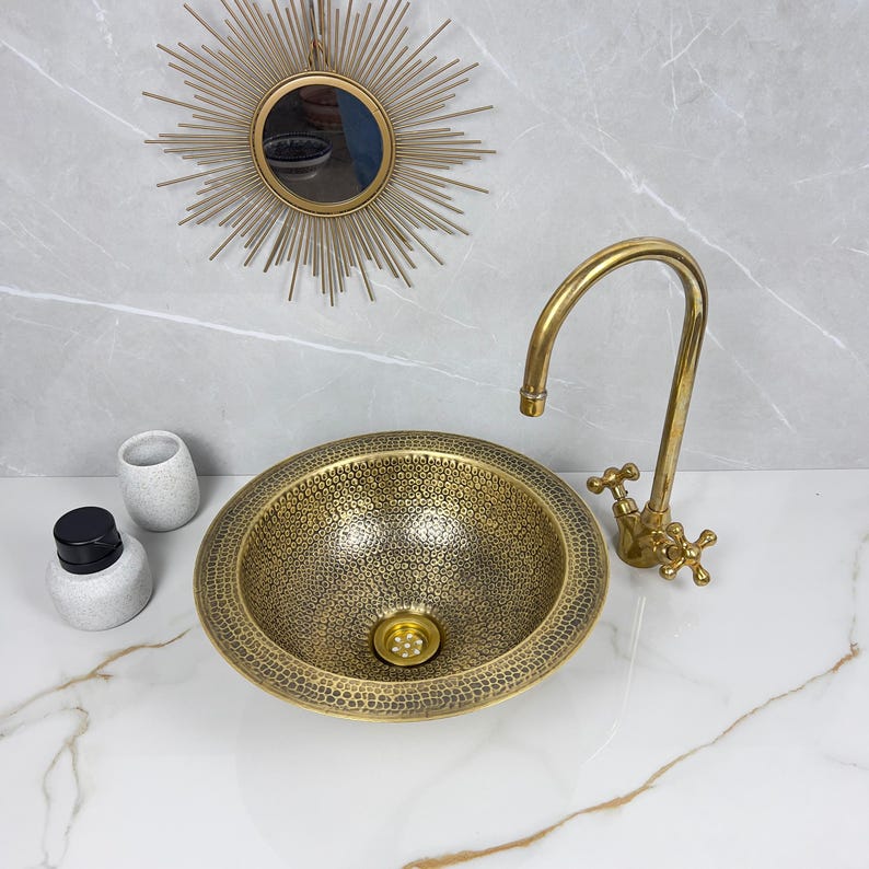 Brushed Brass bathroom Sink, Custom Made Modern Bowl Sink