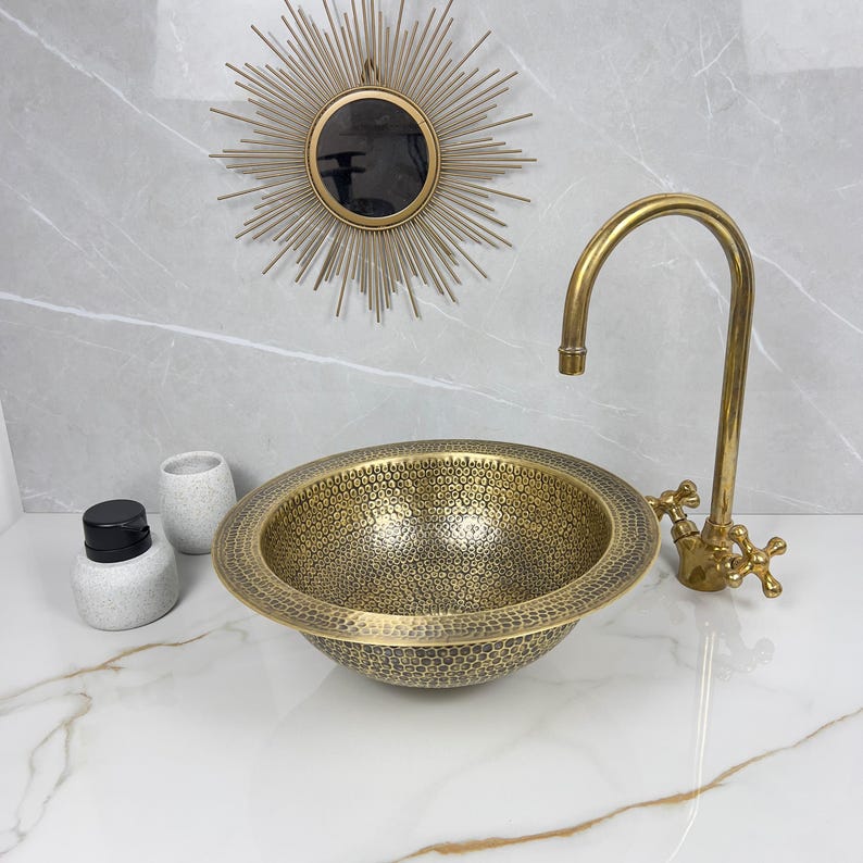 Brushed Brass bathroom Sink, Custom Made Modern Bowl Sink