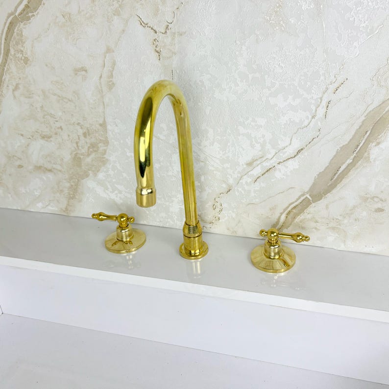 Antique Brass Bathroom Faucet, Widespread Bathroom Brass Faucet Sink