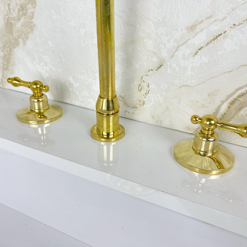 Antique Brass Bathroom Faucet, Widespread Bathroom Brass Faucet Sink