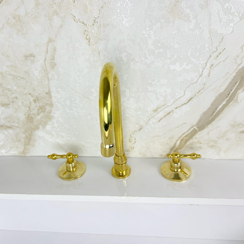 Antique Brass Bathroom Faucet, Widespread Bathroom Brass Faucet Sink