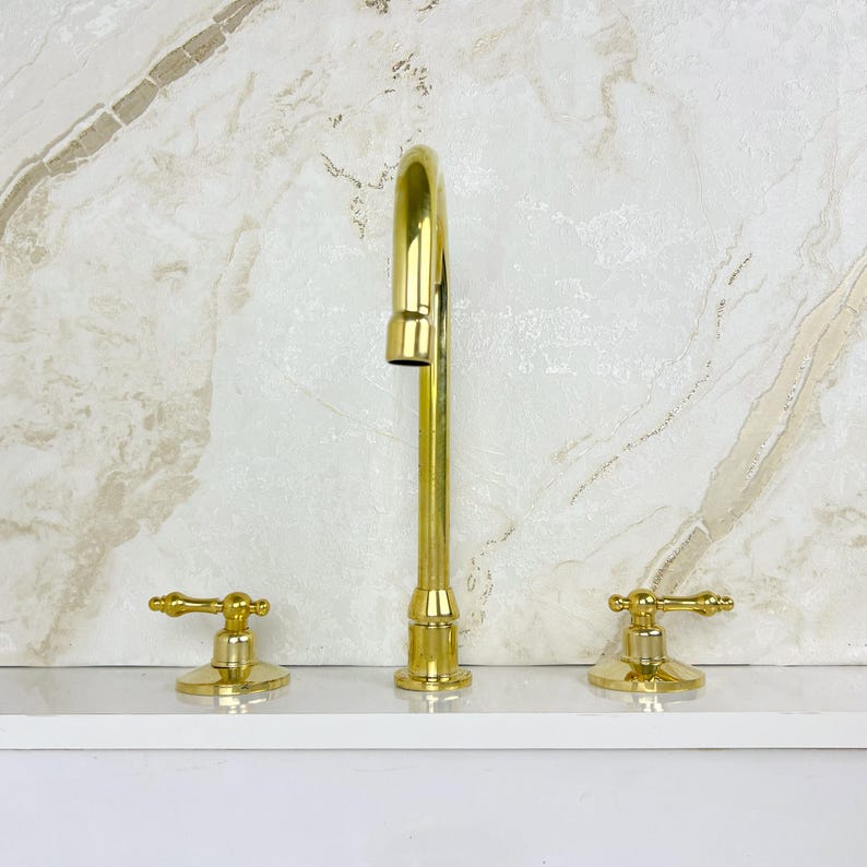 Antique Brass Bathroom Faucet, Widespread Bathroom Brass Faucet Sink