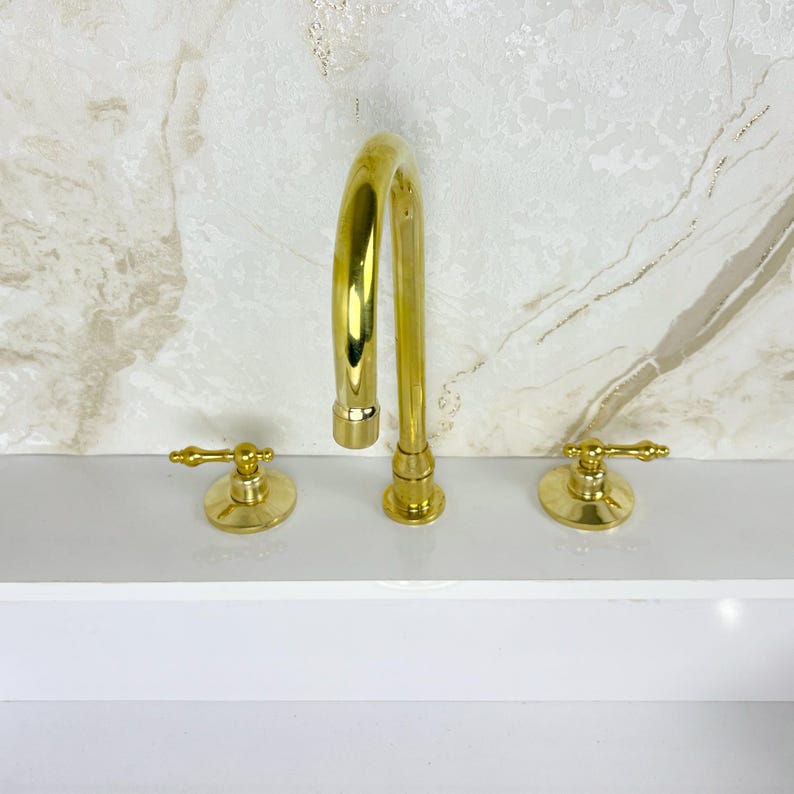 Antique Brass Bathroom Faucet, Widespread Bathroom Brass Faucet Sink