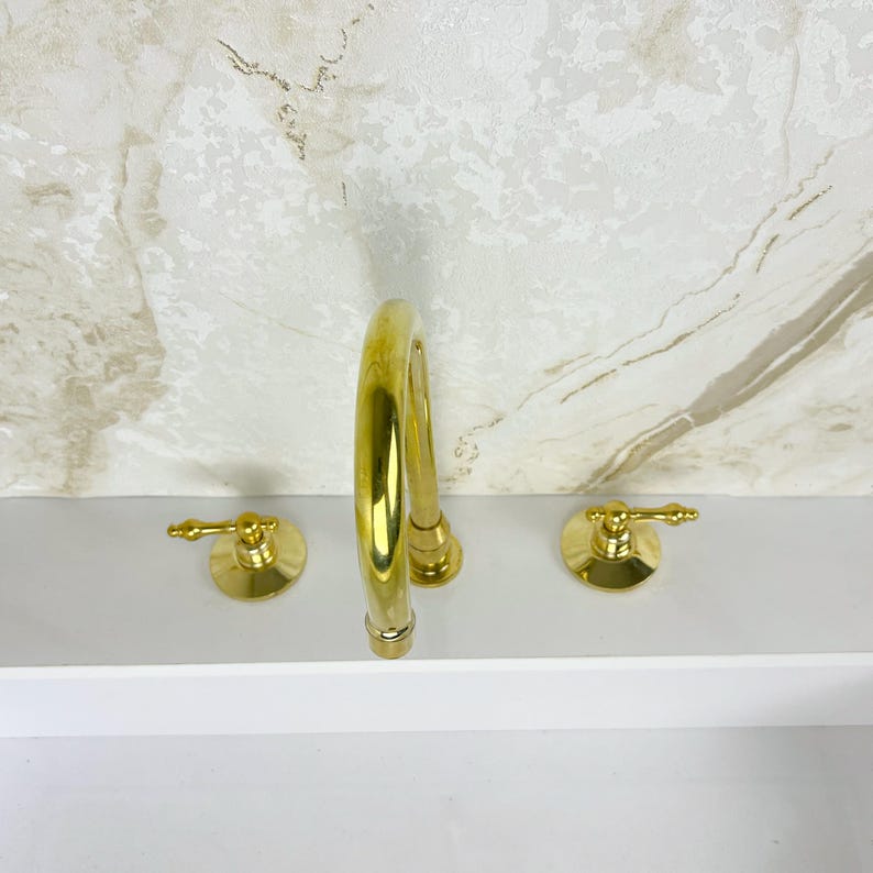 Antique Brass Bathroom Faucet, Widespread Bathroom Brass Faucet Sink