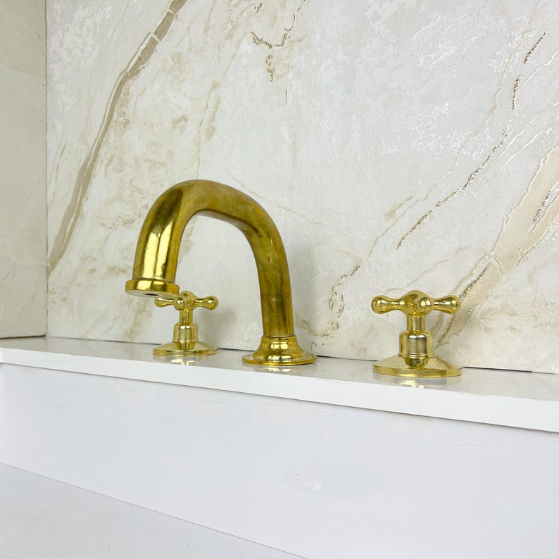 3 Hole Bath Faucet with Dual Cross Handles