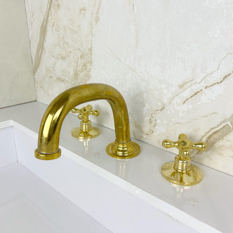 3 Hole Bath Faucet with Dual Cross Handles