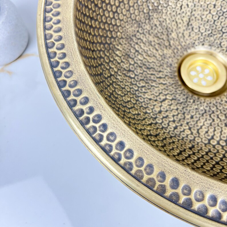 Handcrafted Hammered Drop-in Brass Bathroom Sink