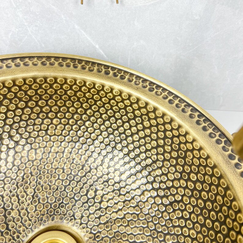 Handcrafted Hammered Drop-in Brass Bathroom Sink