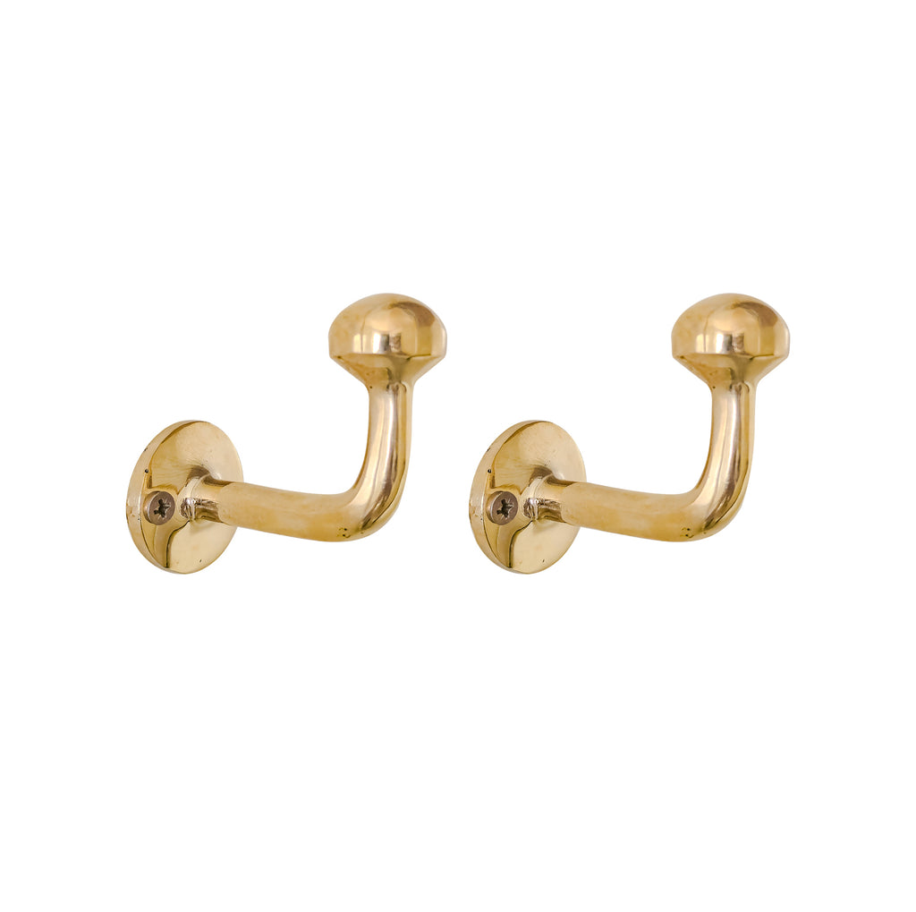 Set of 2 Unlacquered Brass Wall Hooks - Handmade Brass Hooks for Clothes - Handracfted Brass Bathroom Hooks