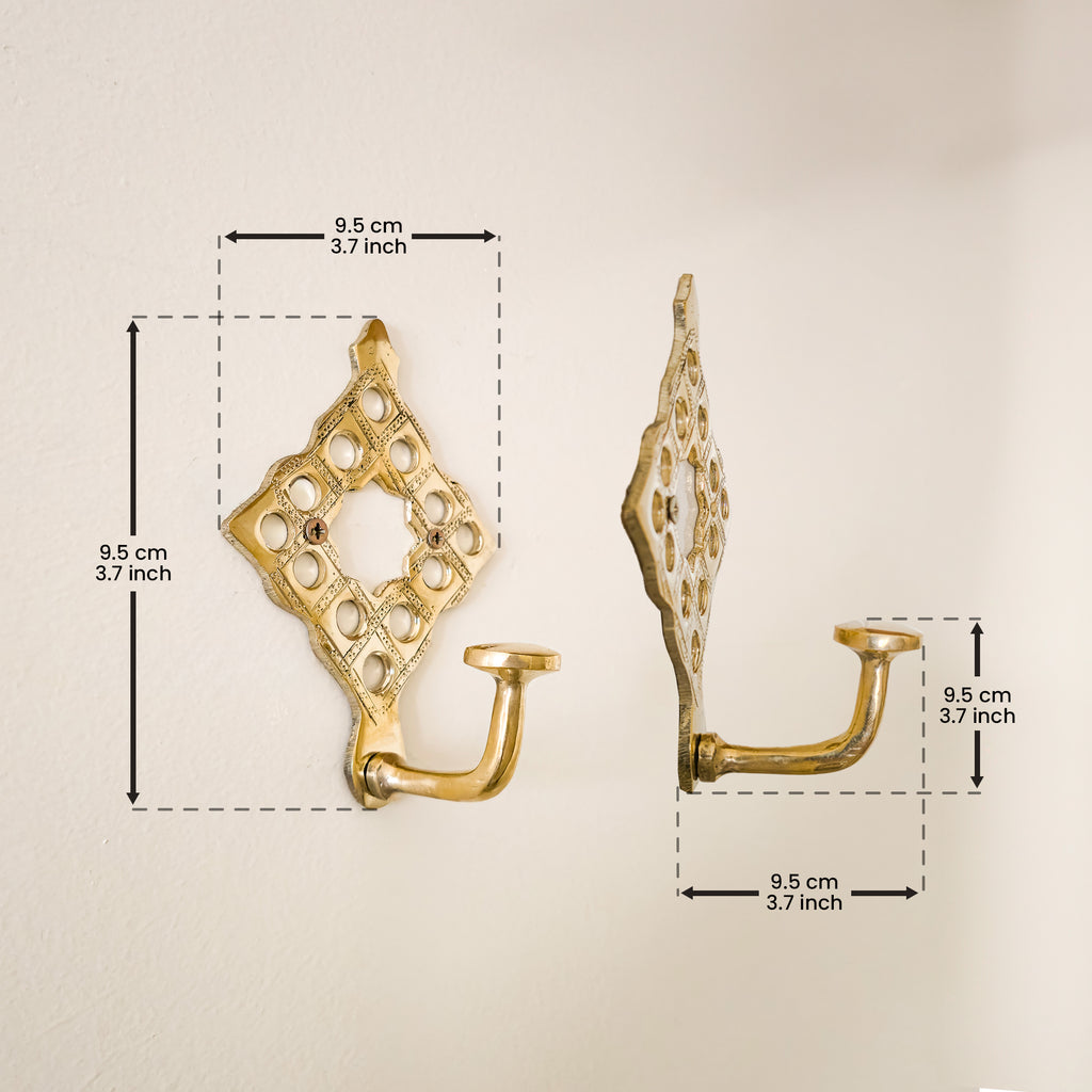 Set of 2 Heavy Duty Brass Hooks for Towels, Jackets, Robes | Bathroom Towel Hook Wall Mounted