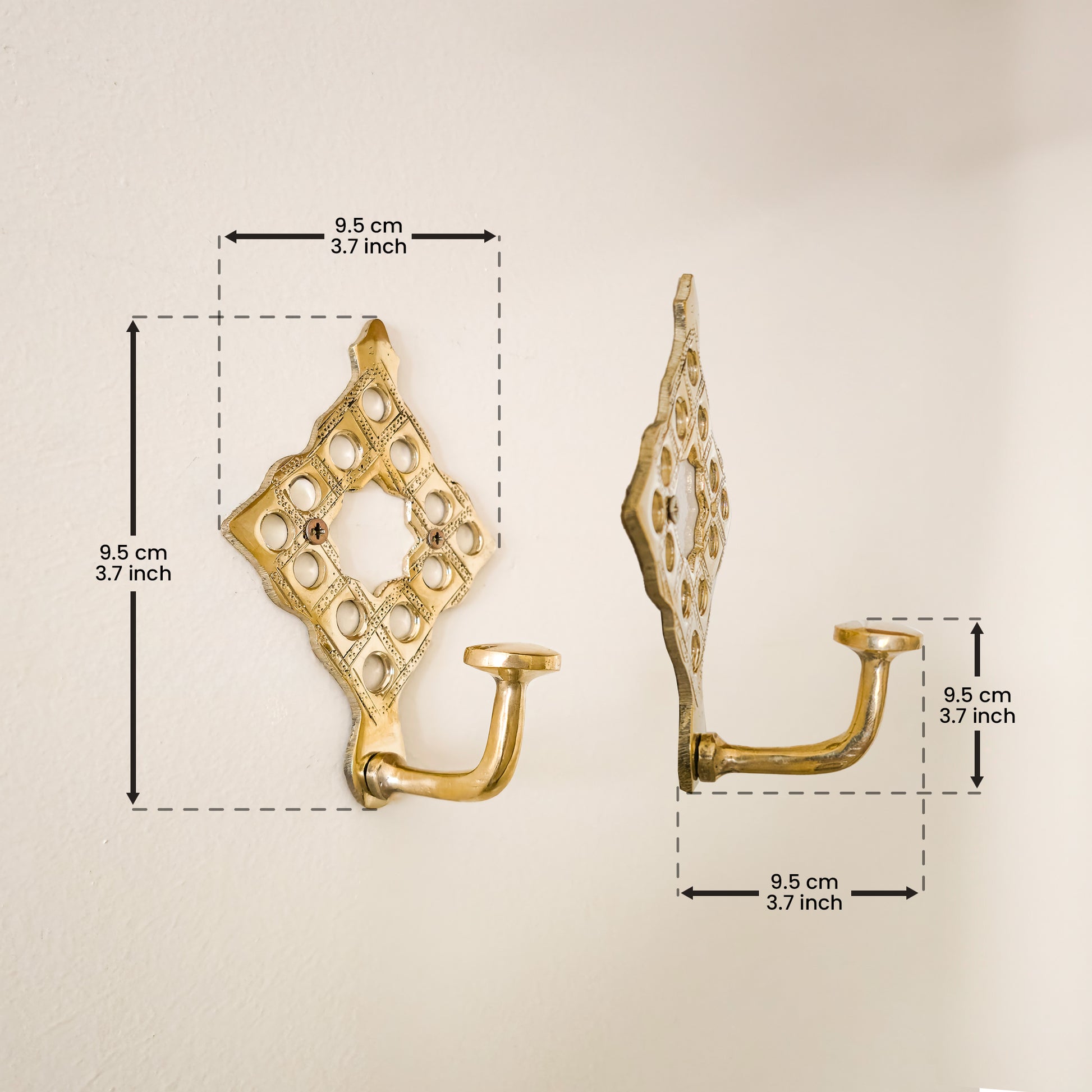 Set of 2 Heavy Duty Brass Hooks for Towels, Jackets, Robes | Bathroom Towel Hook Wall Mounted