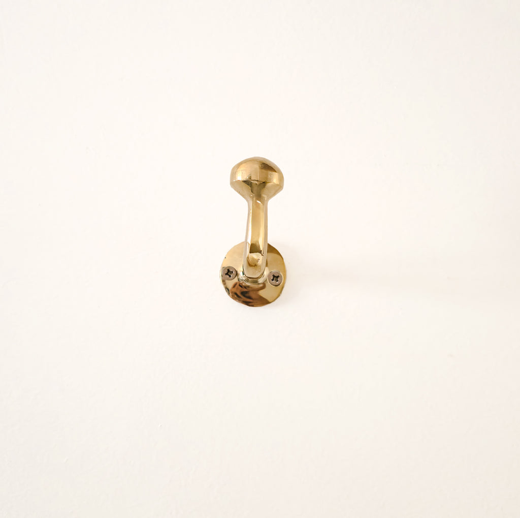 Set of 2 Unlacquered Brass Wall Hooks - Handmade Brass Hooks for Clothes - Handracfted Brass Bathroom Hooks