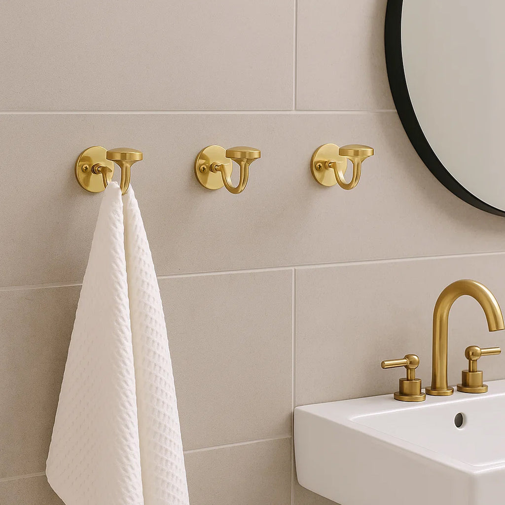 Set of 2 Unlacquered Brass Wall Hooks - Heavy Duty Brass Coats for Doors and Bathrooms