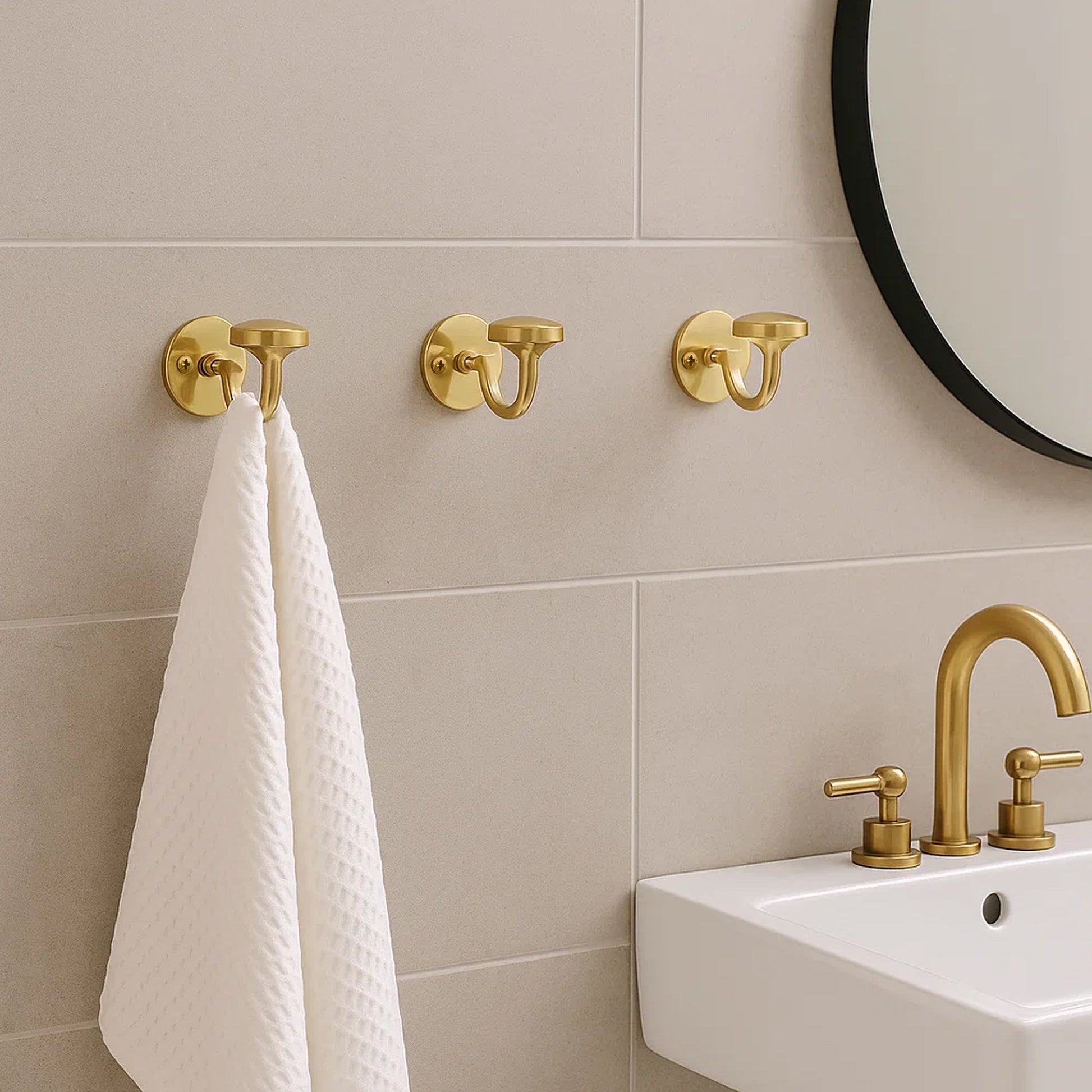 Set of 2 Unlacquered Brass Wall Hooks - Heavy Duty Brass Coats for Doors and Bathrooms