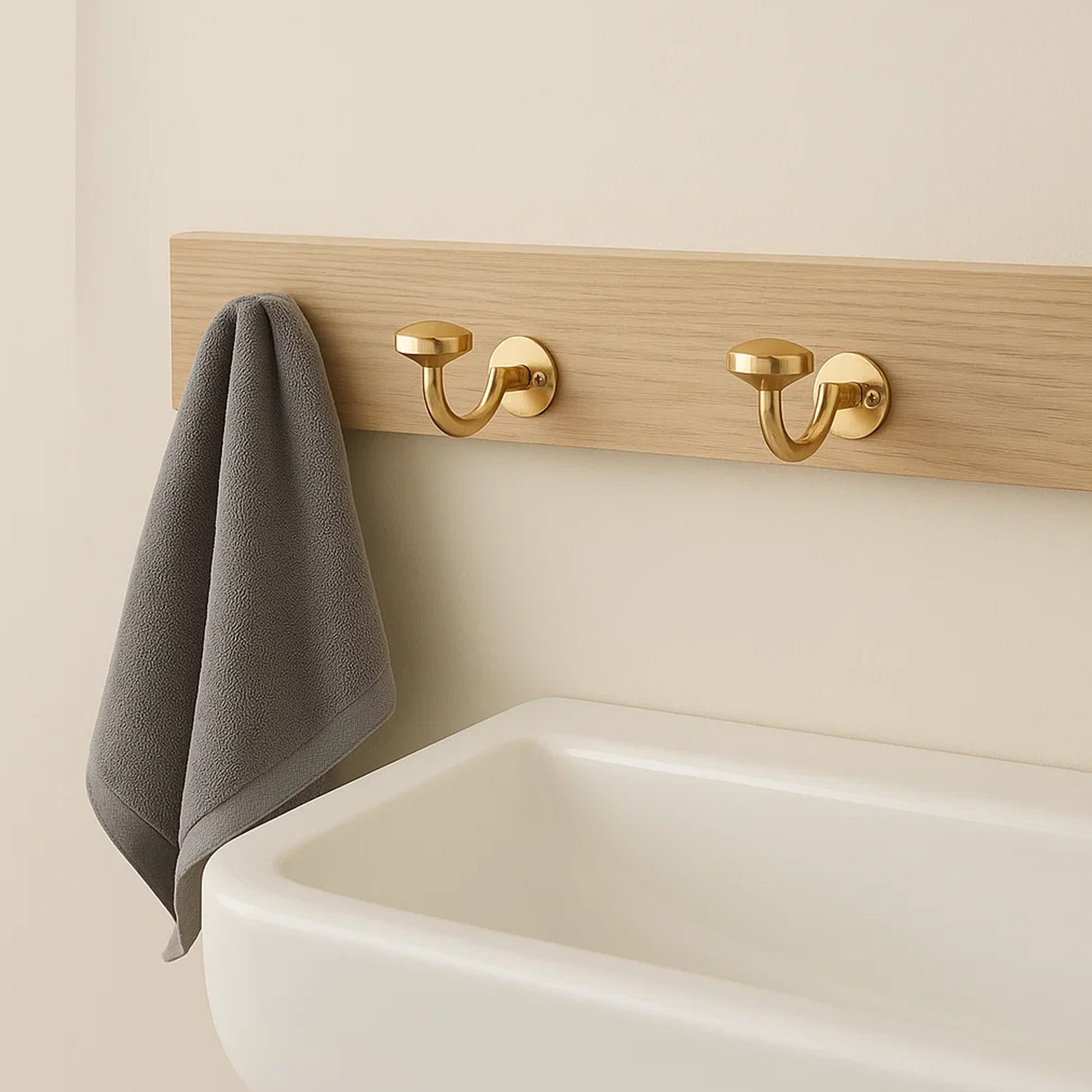 Set of 2 Unlacquered Brass Wall Hooks - Heavy Duty Brass Coats for Doors and Bathrooms