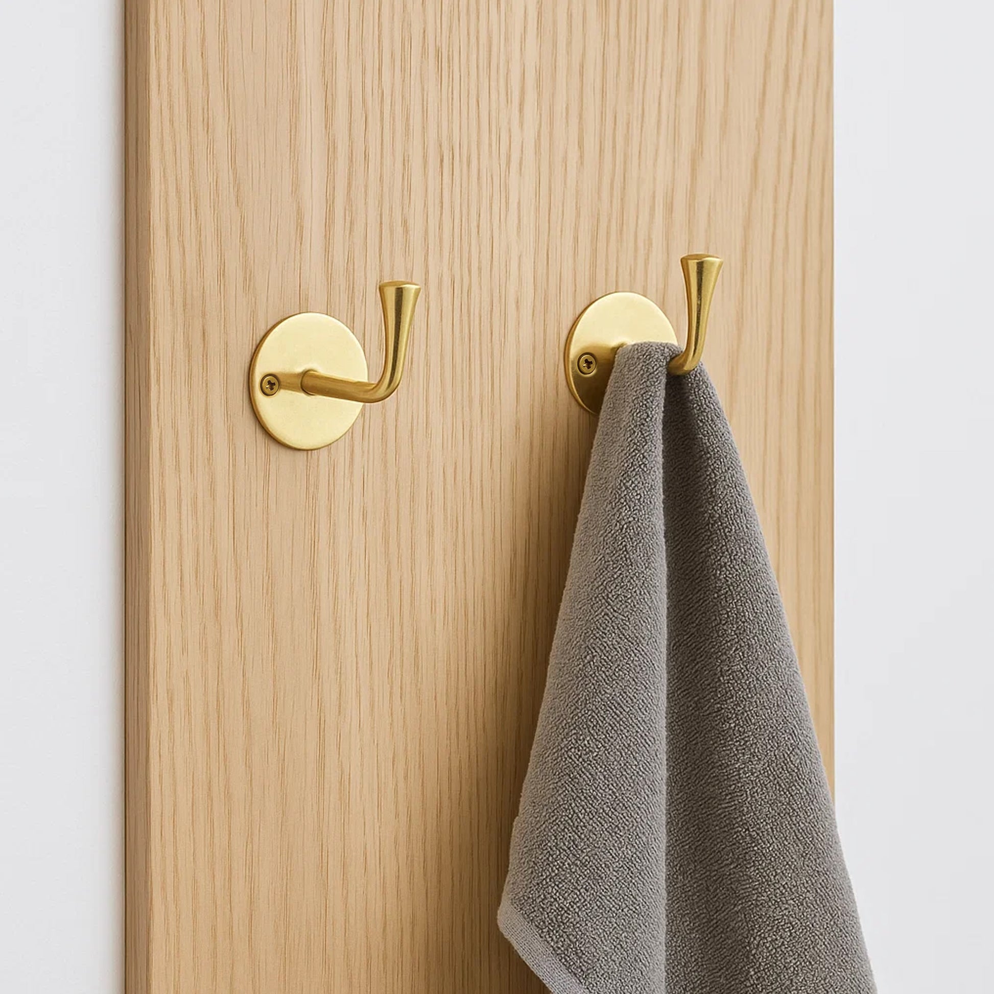 Set of 2 Brass Wall Hooks for Hanging - Handmade Decorative Coat Hanger