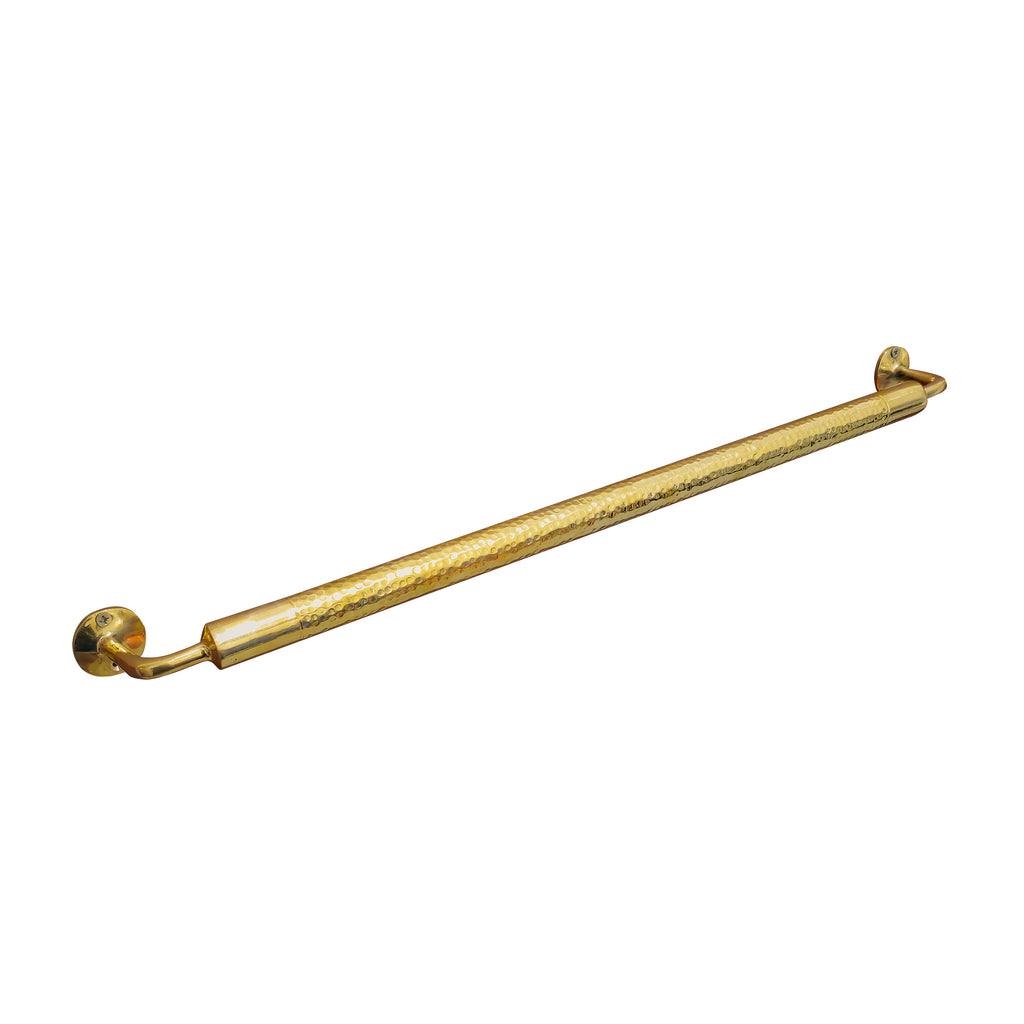 24 inch Handcrafted Unlacquered Brass Towel Bar for Bathroom Wall | Decorative Hand Hammered Gold Wall-Mounted Towel Rod