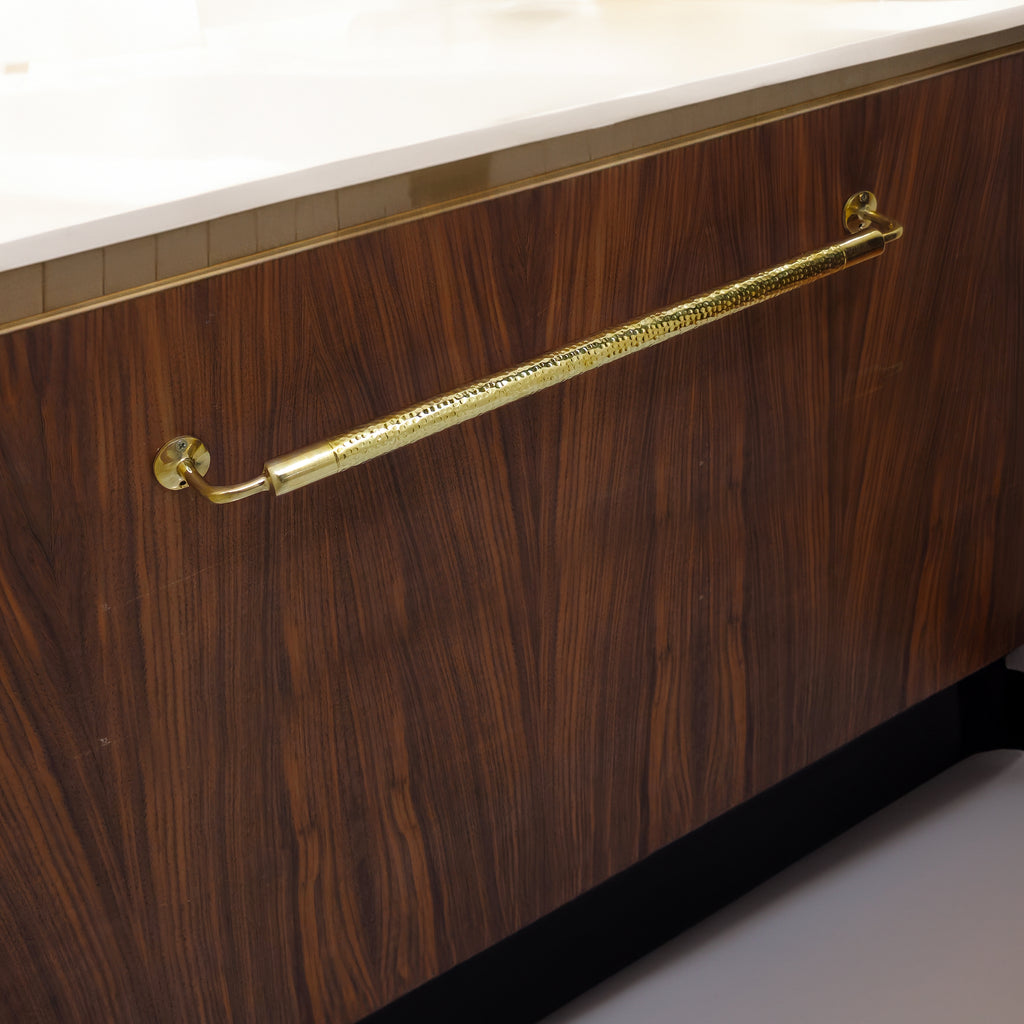 24 inch Handcrafted Unlacquered Brass Towel Bar for Bathroom Wall | Decorative Hand Hammered Gold Wall-Mounted Towel Rod