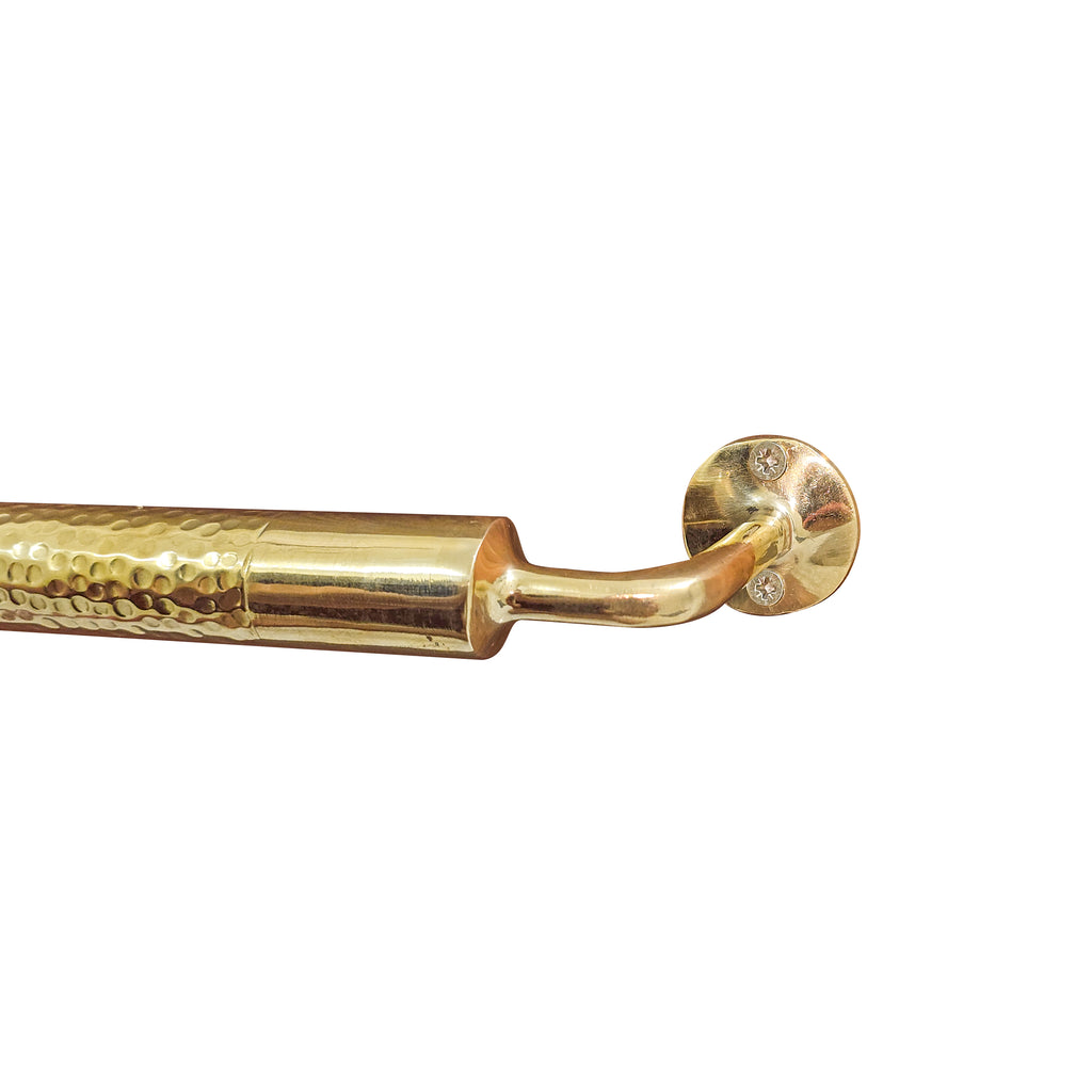 24 inch Handcrafted Unlacquered Brass Towel Bar for Bathroom Wall | Decorative Hand Hammered Gold Wall-Mounted Towel Rod