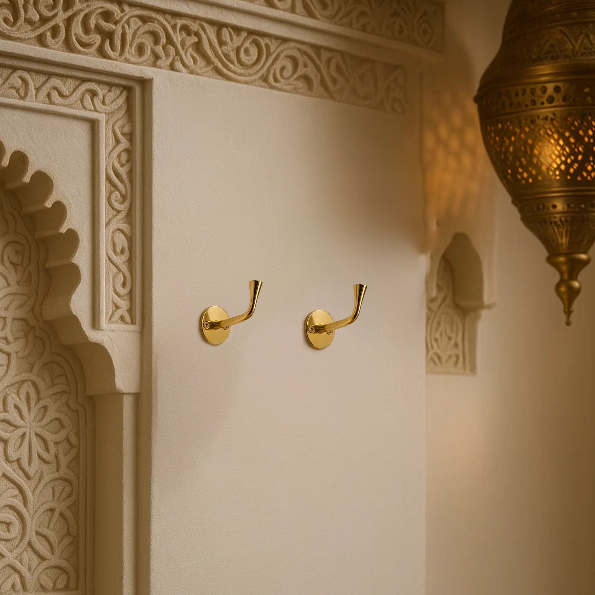 Set of 2 Brass Wall Hooks for Hanging - Handmade Decorative Coat Hanger