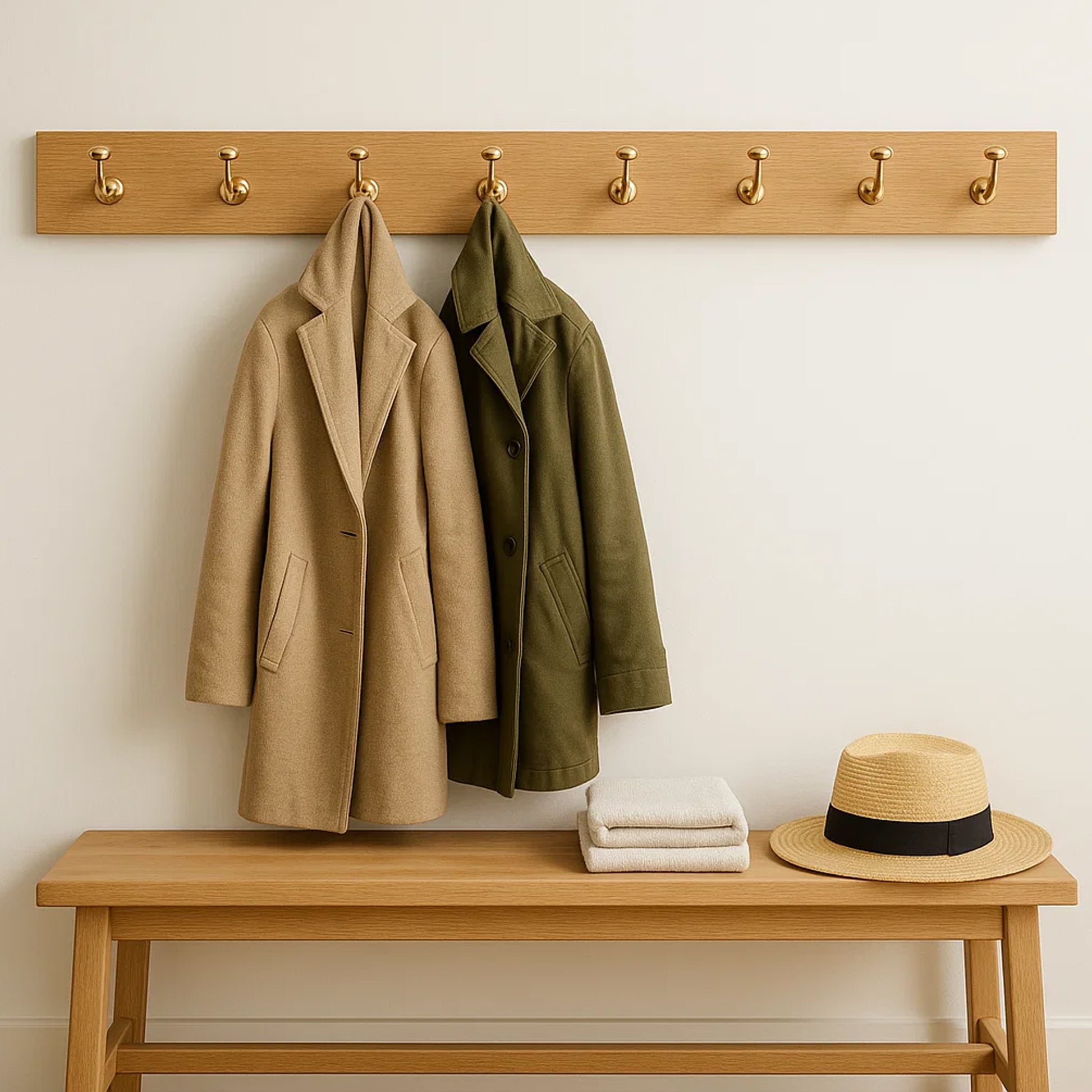 Set of 2 Unlacquered Brass Wall Hooks - Heavy Duty Brass Coats for Doors and Bathrooms