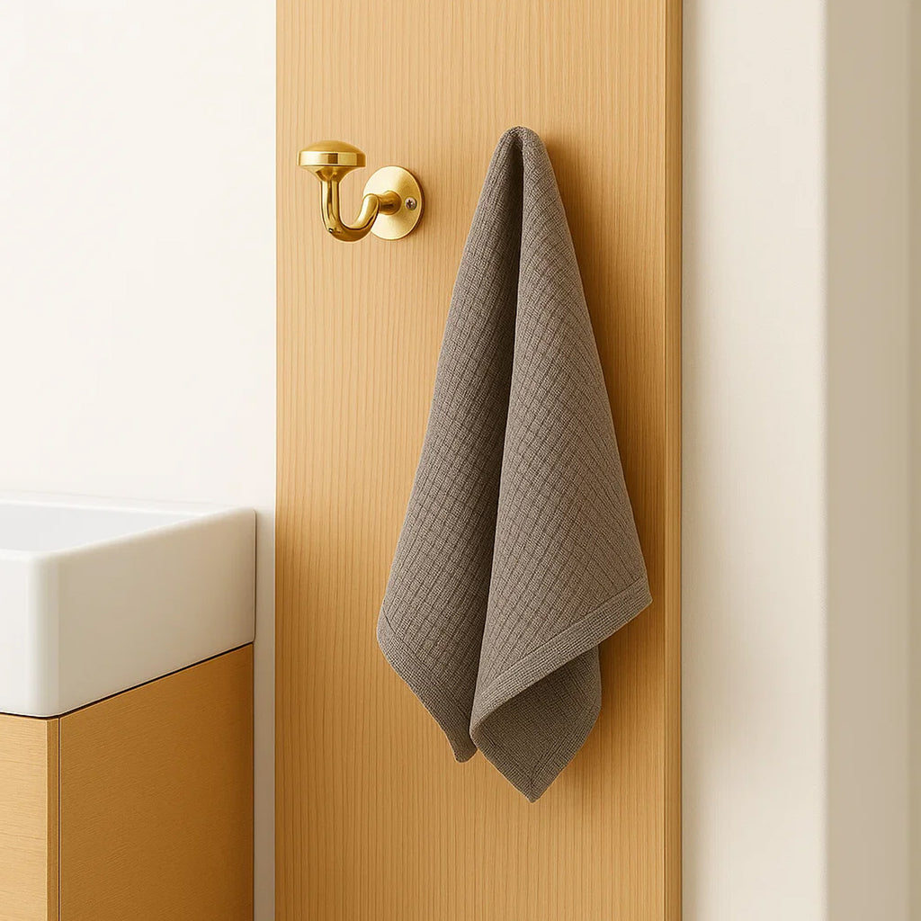 Set of 2 Unlacquered Brass Wall Hooks - Heavy Duty Brass Coats for Doors and Bathrooms