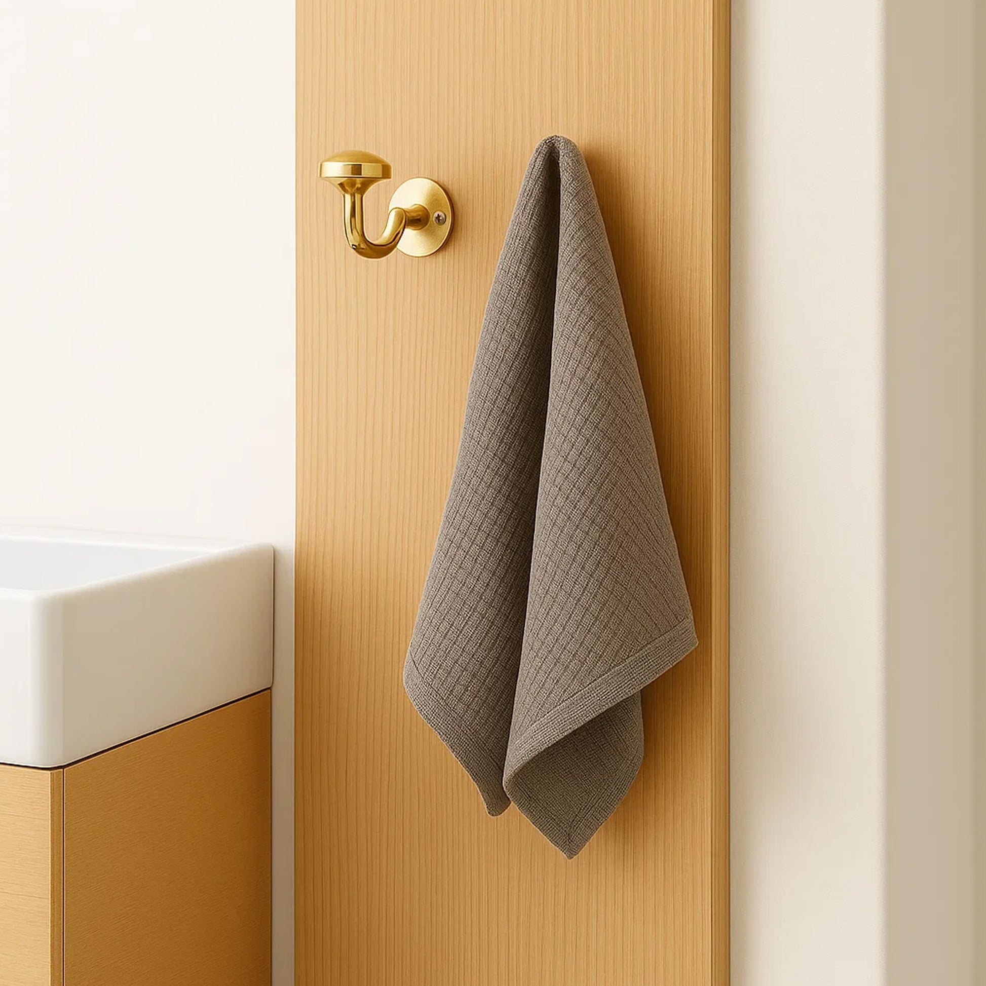 Set of 2 Unlacquered Brass Wall Hooks - Heavy Duty Brass Coats for Doors and Bathrooms
