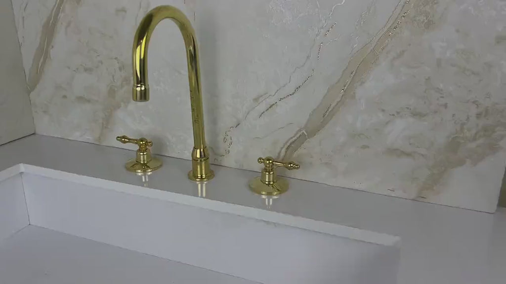 Antique Brass Bathroom Faucet, Widespread Bathroom Brass Faucet Sink