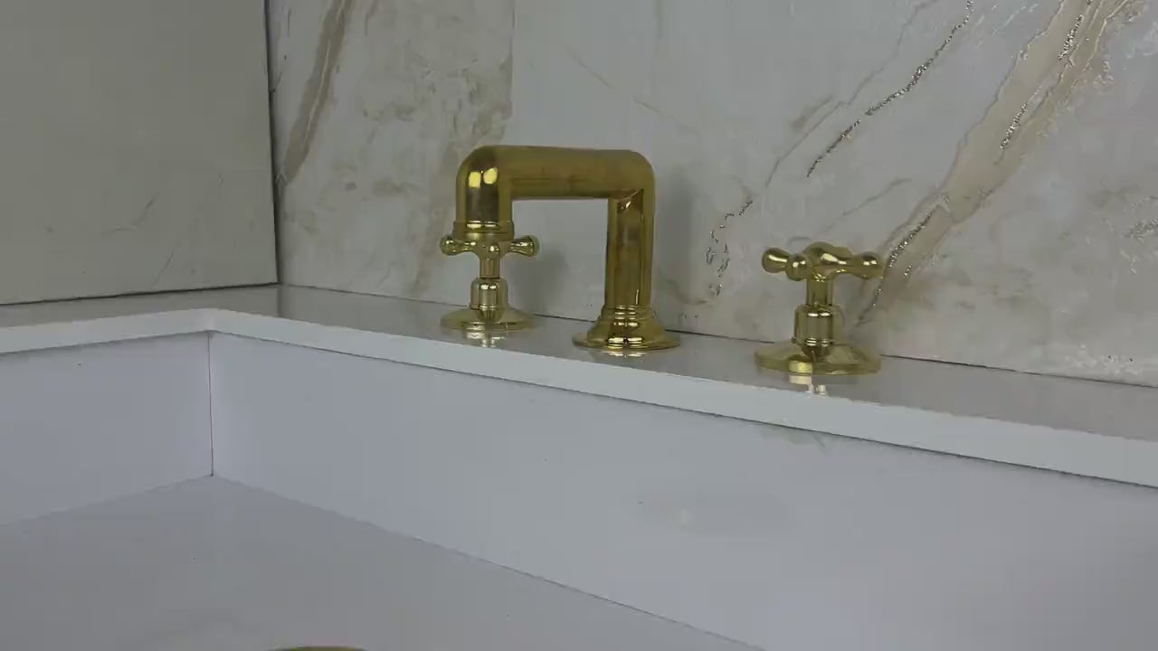 Widespread Bathroom Faucet With Cross Handles